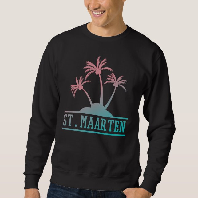Blue and Pink Gradient St Maarten | Sint Martin Sweatshirt (Front)