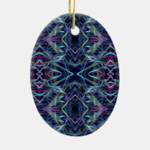 Blue and Pink Graphic Abstract Ceramic Tree Decoration