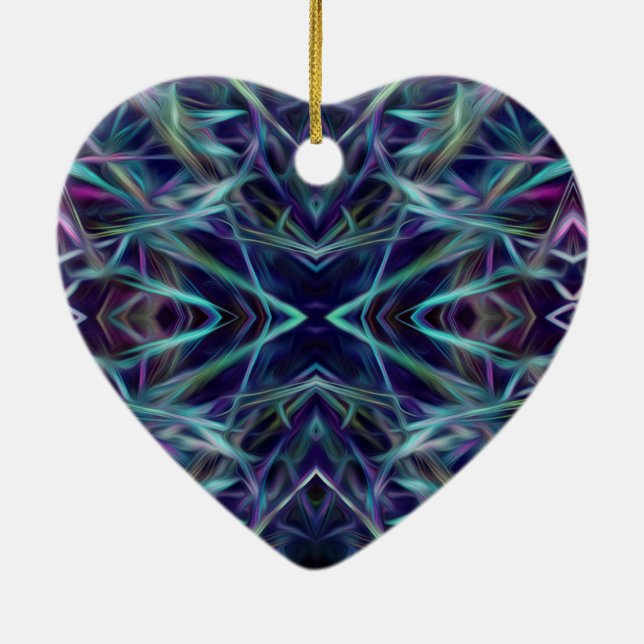 Blue and Pink Graphic Abstract Ceramic Tree Decoration (Back)