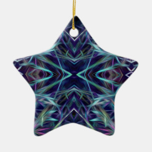 Blue and Pink Graphic Abstract Ceramic Tree Decoration