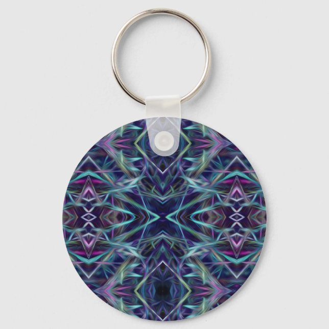 Blue and Pink Graphic Abstract Key Ring (Front)
