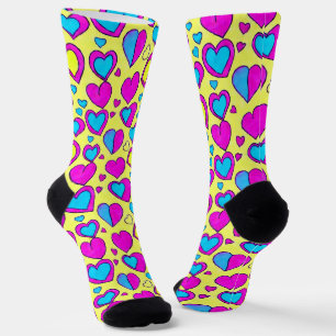 Blue and Pink Heart Socks
