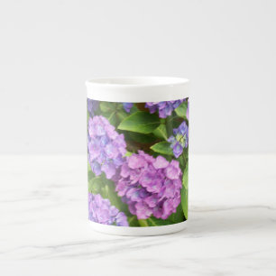 Blue and Pink Hydrangea Bone China Mug