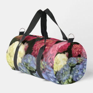 Blue and Pink Hydrangea Digital Flower Painting Duffle Bag