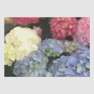 Blue and Pink Hydrangea Digital Flower Painting Tissue Paper