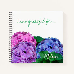 Blue and Pink Hydrangea Flowers Personalised Notebook