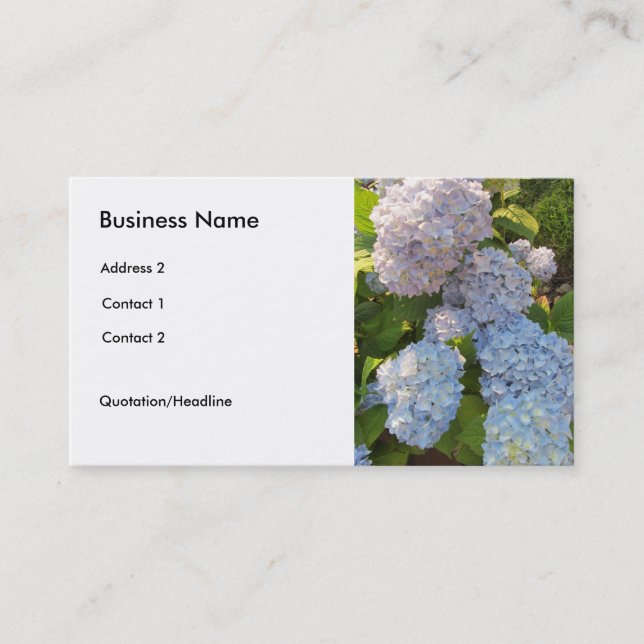 Blue and Pink Hydrangeas Business Card (Front)
