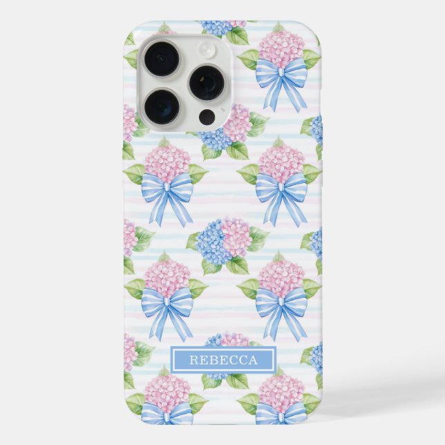 Blue and Pink Hydrangeas  iPhone Case (Back)