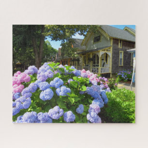Blue and Pink Hydrangeas - Martha's Vineyard Jigsa Jigsaw Puzzle