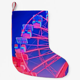 Blue and pink lights small christmas stocking