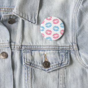 Blue and Pink Lips Pattern, Lipstick, Kiss 6 Cm Round Badge