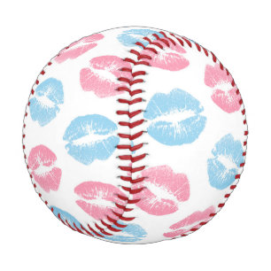 Blue and Pink Lips Pattern, Lipstick, Kiss Baseball