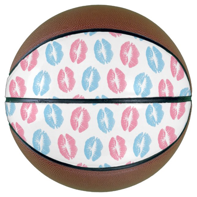Blue and Pink Lips Pattern, Lipstick, Kiss Basketball (Front)