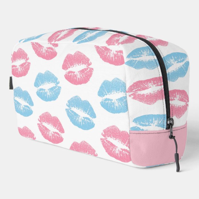Blue and Pink Lips Pattern, Lipstick, Kiss Dopp Kit (Right Corner)