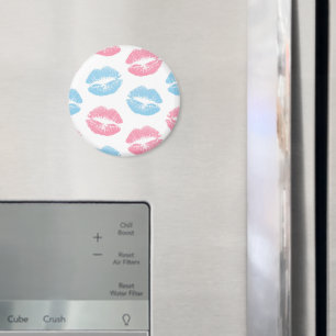 Blue and Pink Lips Pattern, Lipstick, Kiss Magnet