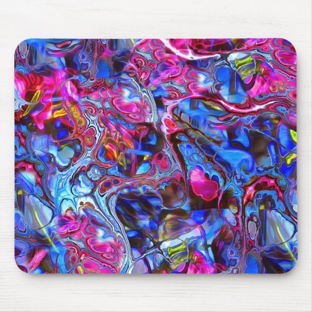 Blue and Pink Marble Swirl Mouse Pad (Front)