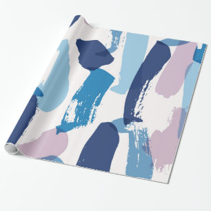 Blue and pink messy brushstrokes pattern wrapping paper