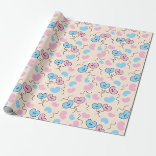 Blue and Pink Mr and Mrs Balloons Wedding Seamless Wrapping Paper
