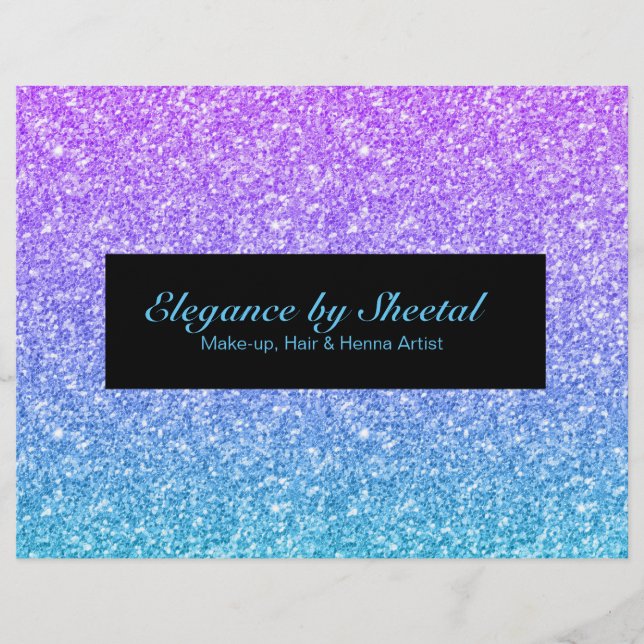 Blue and pink ombre faux glitter texture flyer (Front)