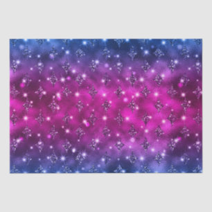 Blue and Pink Ombre Glitter Celestial Pattern Tissue Paper