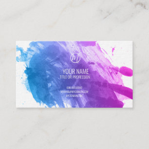 Blue and Pink Paint Splatter Business Card