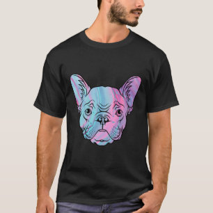 Blue And Pink Painted French Bulldog T-Shirt