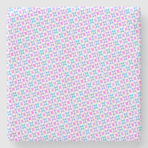 Blue and pink patterned marble stone coaster