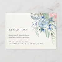 Blue and Pink Peony Watercolor Wedding Reception