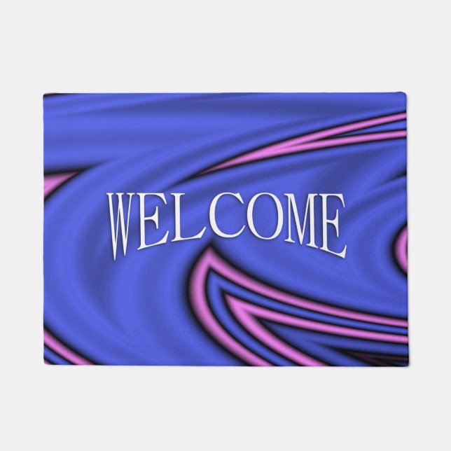Blue and Pink Polar Art Doormat (Front)
