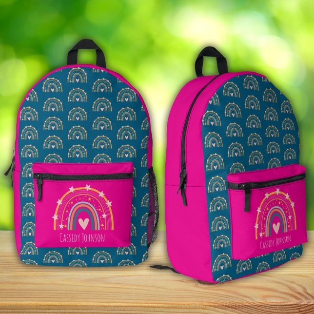 Blue and pink rainbow kids  printed backpack (Creator Uploaded)