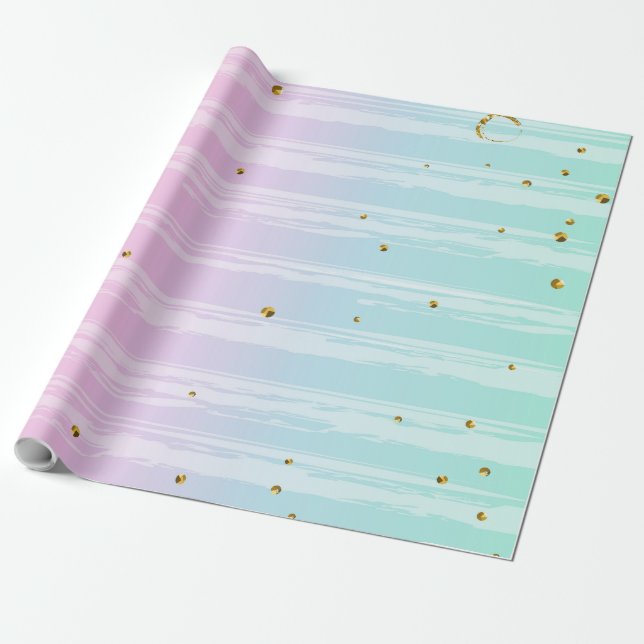 Blue and pink rainbow wrapping paper (Unrolled)