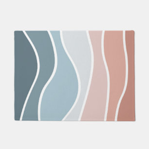 Blue and pink retro style waves design doormat