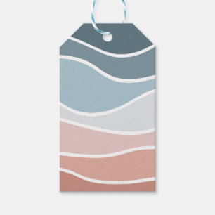Blue and pink retro style waves design gift tags
