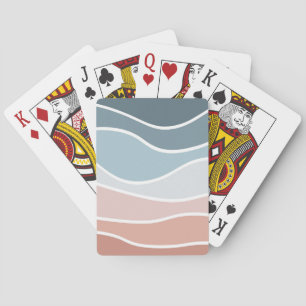 Blue and pink retro style waves design playing cards