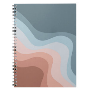 Blue and pink retro style waves notebook