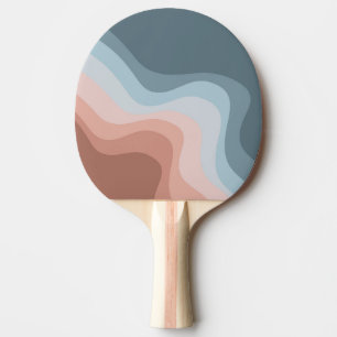 Blue and pink retro style waves ping pong paddle