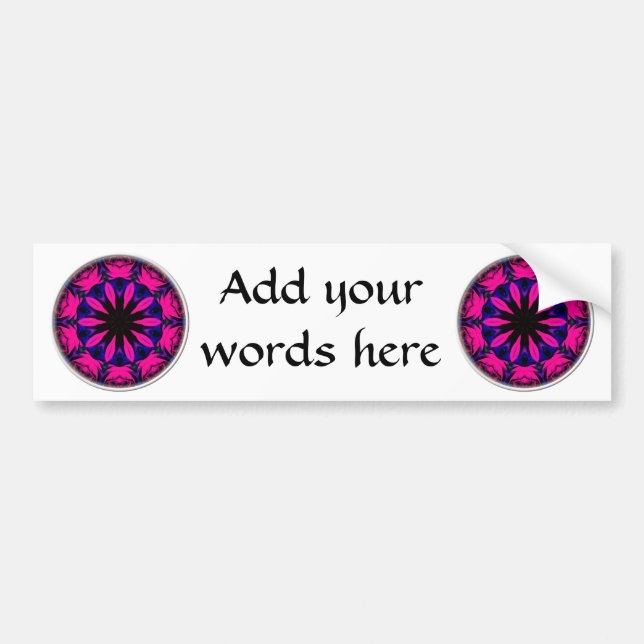 Blue and Pink Rose Kaleidoscope Bumper Sticker (Front)