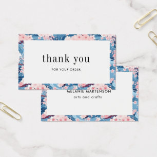 Blue And Pink Sakura Floral Order Thank You Card