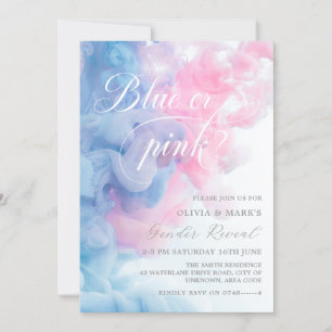 Blue and Pink Smoke Gender Reveal Invitation