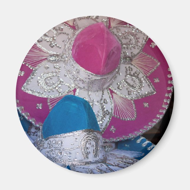 Blue and Pink Sombreros Magnet (Front)