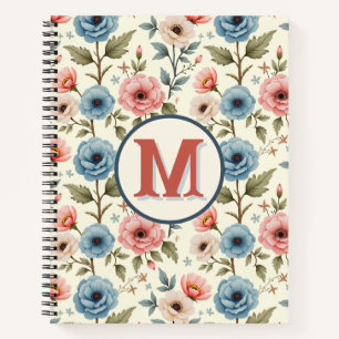Blue and Pink Spring Floral Fantasy Notebook