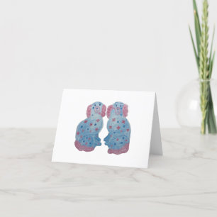 Blue and Pink Staffordshire Dogs Thank You Notes