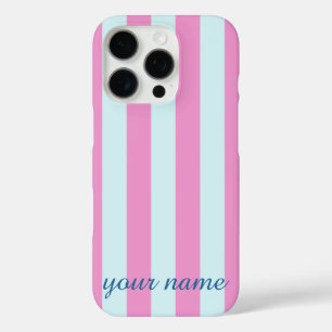 Blue and Pink Striped Customisable Name Phone Case