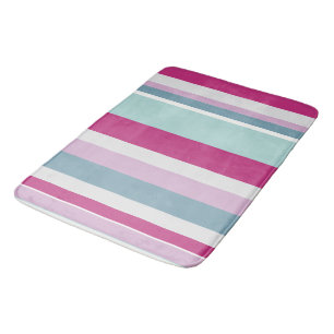 Blue and pink stripes bath mat