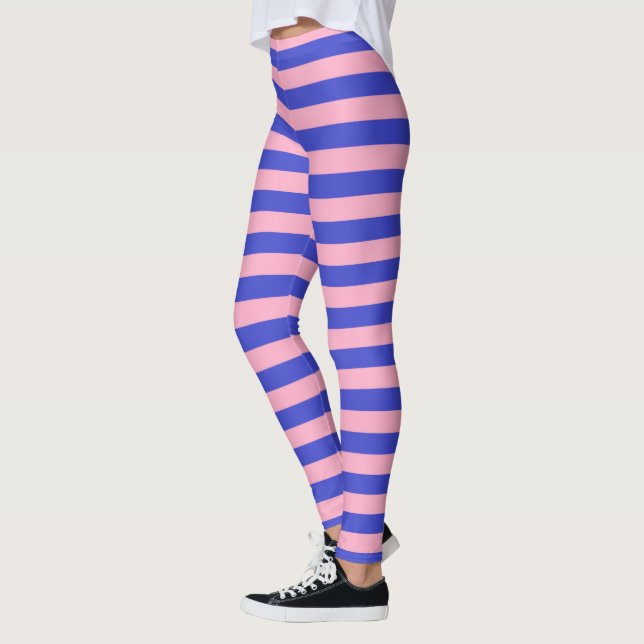 Blue and Pink Stripes Leggings (Left)