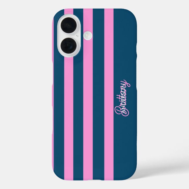 Blue and Pink  Stripes Pattern Personalised  Case-Mate iPhone Case (Back)