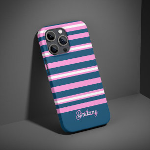 Blue and Pink  Stripes Pattern Personalised  iPhone 16 Pro Case
