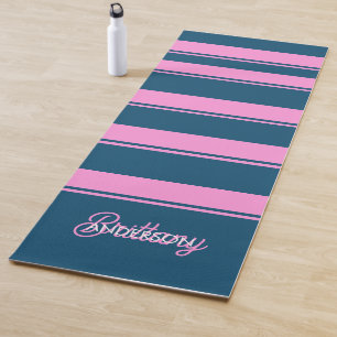 Blue and Pink Stripes Pattern Personalised Yoga Mat