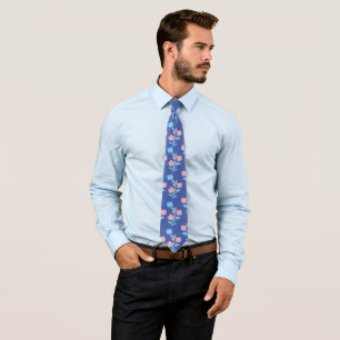Blue and Pink Subtle Trans Flag Flowers Tie