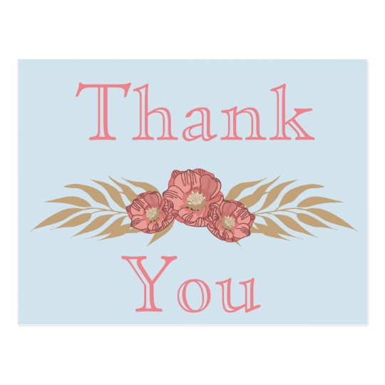 Blue and Pink Thank You Postcard